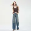 Édition étroite jeans de jambe large pour femmes printemps 2024 Nouveau pantalon mince élastique élastique haut de taille pantalon