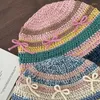 Berety japoński hak ręczny trójwymiarowy łuk w paski kubełko kapelusz kobiet wiosna letnie letnie retro niszowa słodka urocza czapka z dzianiny