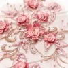 1 Stück rosa Perlenblüten Applikations Patch 3d Spitzenapplikation Reparatur für Couture -Lieferungen 36*21 cm