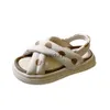 Sandálias Moda Wave Ponto de verão Sapatos infantis de 3-6-12 anos, menina cross Roman Beach Little H240411