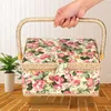 Retro Syförvaringslåda Hantverk Syverktygslager Nåltråd Borgen Floral Timble Thread Needle Sewing Organizer Tillbehör