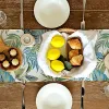 Blue Leaf Pattern Table Runner Farmhouse Style Holiday Table Runner Kitchen Dinner borddekor inomhus och utomhusdekoration