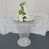 Elegance Luxury Wedding Acrylic Dessert Table Mirror Crystal Cake Stand Cupcake Food Floral Candy Bar Table Centerpiece