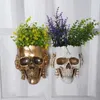 Skull Head Flower Pots Gothic Skeleton Planter Container Office Planter Succulent Plant Organizer Halloween Tabletop Ornament 240329