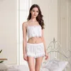 Women's Sleepwear Women Pajama Set Girls Faux Cotton Comfortable Lace Pyjama Tank Top Shorts Nightwear Casual Loungewear Homewear