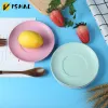 Vishal Wheat Straw Dish Set Round Rice Plate Creative Home Anti Drop Bone Dish Plastic Fruit Plate Retro Vettabell