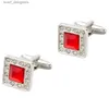 Cuff Links Cufflinks pour hommes Tomye XK23020 Luxury Red Crystal Square Couleur Couche de chemise de robe formelle Contrôle Couchette pour les cadeaux de mariage Y240411