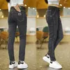 Men's Jeans Fashion Embroidery Stretch Skinny Mens High Quality Brand Denim Pants Mid-Waist Elastic Slim Black Gray Blue