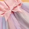 Girl's jurken peuter kinderen meisjes prinses jurk mouwloze bowknot regenboog kleur tule tutu jurk zomer verjaardagsfeestje optochtjurk