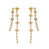 Designer Earrings For Women Luxury Jewellery Cross Rhinestone Tassel Stud Earrings Gold Plated For Dating Party