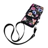 Crossbody Bag Cell Phone Shoulder Zipper Bag Printed Flowers Card Holder Casual Sport Chest Bag Small Wallet Women Purse