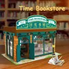 DIY Doll House Miniatur mit Möbeln Kit Time Bookstore Model Backstein Haus Montage Spielzeug Kinder Weihnachtsgeschenk Casa