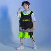 Teenage Hip Hop Clothing Oversize Tshirt Topps Streetwear Cargo Shorts For Girl Boy Jazz Dance Wear Costume Kids Rave Clothes