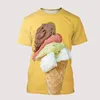 Nowy lodowe druk 3D Męskie i damskie koszulka dziecięca pyszny wzór jedzenia swobodny oddychający cienki letni top