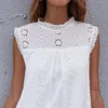 Abiti casual Ladies Summer Fashion Sleeveless Hollow Out Dress Out Solido O Neck White Princess Streetwear Women Party