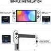 For Nintendo Switch OLED Console and Joycons Crystal Clear Shell 6 in 1 Protective PC Case Cover Skin Guard Tempered Screen Film