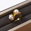 French Fashion Vintage Pointed Inlaid Pearl Ring for Women Niche Light Luxury Design Trend High-end Charm Jewelry