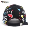 Ball Caps Women Baseball Cap Fashion 2024 Scrawl Print Summer Mengorras Hombre Snapback Hat Hat Cacquette Femme Hip Hop Black Women's