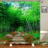 3D Natural Bamboo Forest Scenerie Printing zasłony prysznicowe zasłony łazienki wodoodporne domowe poliester dekoruj zasłonę za pomocą haczyka