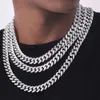 Fijne sieraden vergulde Cubaanse link S925 Sterling sieraden diamant hiphop link ketting ketting op maat 14K goud 12 mm wit