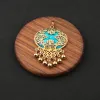 Nuova Turquoise Gold Pendant Metal Disc Disc Nappant Pendant Copper Copped 18k Gold Collana Gioielli Arabia Donne