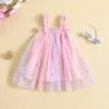 Robes de fille mode bébé filles sans manches tulle tulle robe de vacances d'été robe de fête arc-en-ciel vestidos bébé filles tenues douces