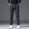 Korean Version Fashion Autumn Classic Causal Pants Men Cotton Elastic Waist Business Slim Fit Thick Trousers Male 240411