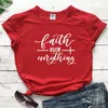 Camisetas de mujeres Faith Sobre Everything Camiseta Casual Unisex Inspirador Biblia Jesús Top Tes Mujeres religiosas Camiseta Gráfica Cristiana