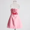 Casual Dresses Ailigou 2024 Summer Women's Pink Sexy Strapless Flower Hollow A-Line Mini Dress Fashion Elegant Party Club Evening Vestidos