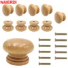 Naierdi 10 Pack Wood Round skåp Knobs och hanterar naturliga träköksskåp för möbler förvarar Garderobhandtag