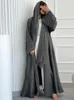 Vêtements ethniques Ramadan Eid femmes gris noir Dubaï Khimar Abaya Islam Muslim Kimono Hijab Robe Set Kebaya Kaftan Djellaba Robe Femme