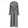 Basic Casual Kleider Elegant Grey Set Womens 2-teilige modische Langschild-Hemd und mit V-Ausschnitt ärmellose lose Knöchel Länge Kleid Fe Set C240411