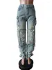 Jeans féminins Benuyffy Ripped Cargo Femmes Vintage Pouses multiples Y2K Vêtements Streetwear Straight Straight Baggy Denim Tableau 2024