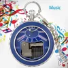 Pocket horloges mode blauwe hand crank play Music Quartz Pocket Men vrouwen schattige olifant dierenpatroon blauwe wijzerplaat pocket chain y240410