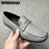 Casual Shoes Celebrity Slip On Men Flats Moccasins Loafers Square Toe Hole Soft Sole Comfortable Italian Office Driving Cow Leather