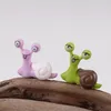 Decorative Figurines 2pcs Big Eyes Snail Figures Lover Green Pink Mini Fairy Garden Animals Statue Jardin Miniature Moss Ornaments