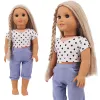 Vêtements de poupée supérieure et inférieur en deux pièces set Fit 18 pouces American43 cm Reborn Baby New Born Doll, Girl's Russia DIY Cadeaux