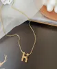 18K plating on titanium steel Fashion letter H Clavicle Necklace Bone Necklace Temperament necklace for women6639055