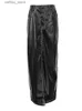 Сексуальная юбка Mueyaruho 2023 Осенние зимние женщины Y Офис Maxi кожаные юбки Сплошная черная пленка с высокой талией для женщин L410