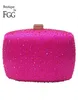 Boutique De FGG Pink Fuchsia Crystal Diamond Women Evening Purse Minere Clutch Bag Bridal Wedding Clutches Chain Handbag 2110228041265