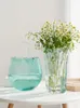 Vases Europe Transparent Thicken Glass Vase Home Decor Living Room Decoration Flower Plant Bottles Tabletop Light Blue