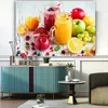 Affiche de cuisine saine, toile de toile de peinture de cocktails smoothies de raisins d'orange de pomme images mures art mural pour décoration de restauration à domicile