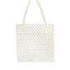 Sznurka dla kobiet prosta, swobodna pusta pusta, design torebka moda perłowa biała srebrna torba z koralikami na ramię duża pojemność wszechstronne torby