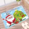 Baignoires Mattes mignonnes Santa Claus Mat Elk Tree de Noël Joyeux Noël Gift Red Decorative Tissu Tapis sans glissement Porte de cuisine Cuisine