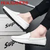 Casual Shoes Formal Outdoor Leather Men's Upscale Slip On Gentleman Loafers Round Toe Comfortable Stylish Flats Man