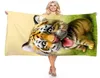 Animal Tiger Bear Panda Beach Towel 3D Impression numérique serviette de bain rectangulaire serviette en microfibre 4430144