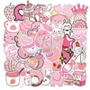 Wall Stickers 50 Girly Pink Cartoon PVC Waterproof Suitcase Graffiti Notebook Tablet Computer Car Sticker Poster