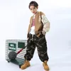 Teen Boys Ballroom Streetwear Tenues Hip Hop Vêtements Brown Baseball Jacket Pantals Camo pour enfants