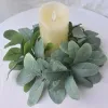 Konstgjorda eukalyptusljus kransar eukalyptus ljus ring konstgjord grönska krans för bondgård bröllop bordsfest dekor