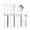 4pcs Schwarz Gold Fork Löffel Messer Edelstahl Besteckset Silberwarengeschirr Stäbchen Kopierstäbchen Techer Tee Löffel Flätselware Set